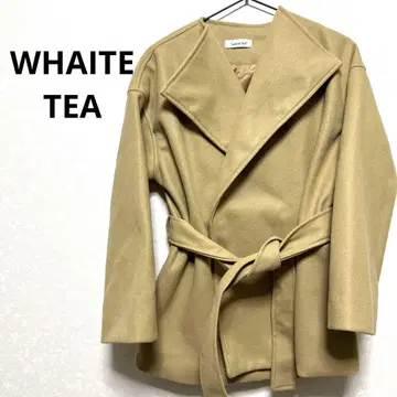 WHAITE TEA 베이지 체스터 코트 벨트 포함 25A721