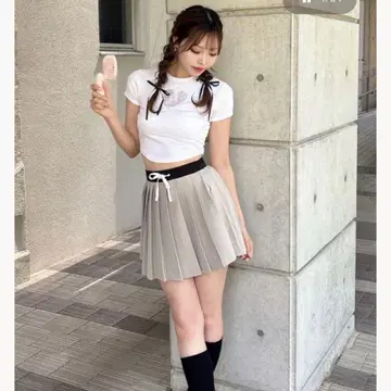 DRCH 플리츠 미니 스커트 다리치