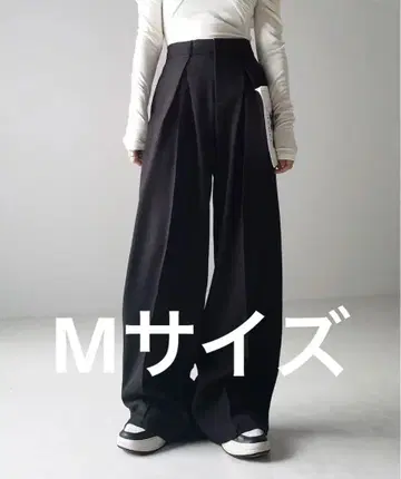 더블 턱 헤비 와이드 슬랙스 팬츠