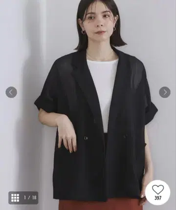 오파크 클립 메쉬 테일러드 자켓 블랙 L