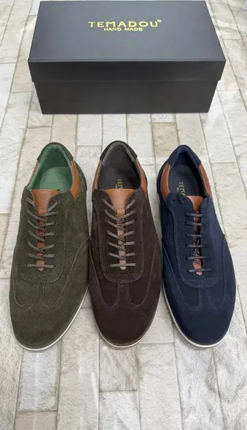 TEMADOU 레이스업 스웨이드 모카신 신발 NAVY/42/Y8201C
