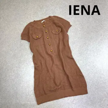 IENA 이에나 골드 버튼 니트 원피스 브라운 계열 비침 있음