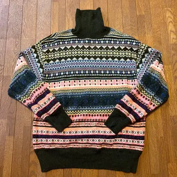 45R 45rpm 미사용 새상품 노르딕 무늬 하이넥 스웨터