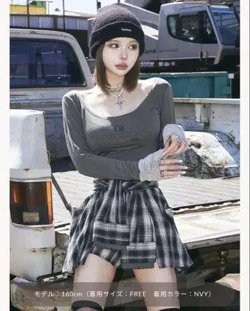 Darich 레이어드 체크 숏팬츠 Free 사이즈