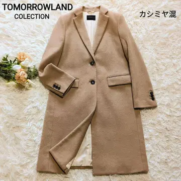새상품급 투모로우랜드 캐시미어 혼방 체스터 코트 카멜