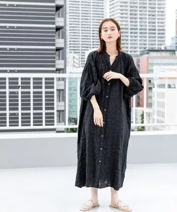 택 포함 새상품 SENSEOFPLACE 인도 볼륨 슬리브 셔츠 원피스