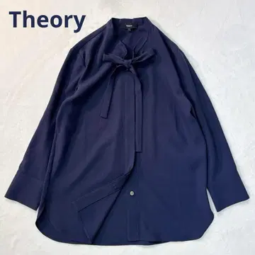 새상품급 24AW 띠어리 리본 블라우스 사이즈 P 네이비 S