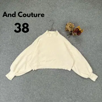 [ And Couture ] 나일론 샤기 니트 화이트 포근한 소매 M