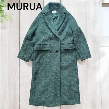 새상품급 MURUA 무루아 롱 코트 더블 부클레 코트 그린