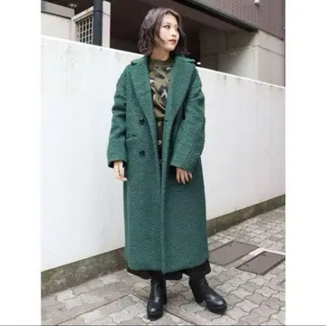 새상품급 MURUA 무루아 롱 코트 더블 부클레 코트 그린