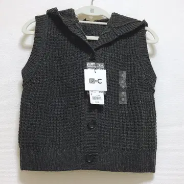UNIQLO C 와플 니트 후디드 베스트 S 다크 그레이