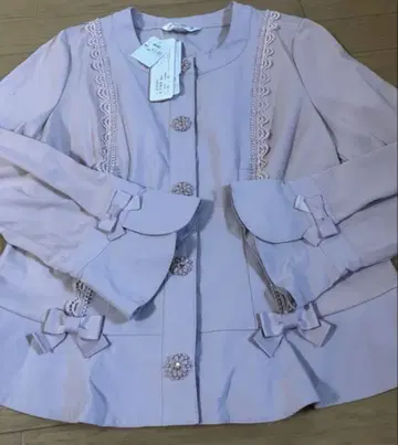 새상품 슈퍼뷰티 42 L 노카라 자켓 핑크