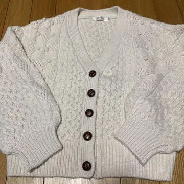 MOUSSY 아이보리 케이블 니트 가디건 F