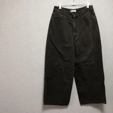[ ZARA ] 자라 다크 브라운 와이드 레그 데님 USA-6