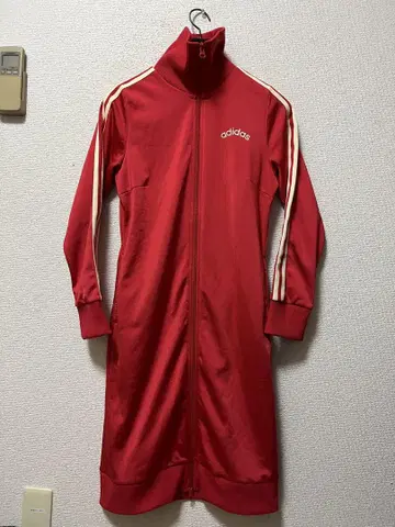 00s 아디다스 저지 원피스 /L 빨간색 스트레치 로고 자수 y2k