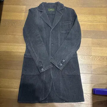 green 헤링본 롱 코트 그레이