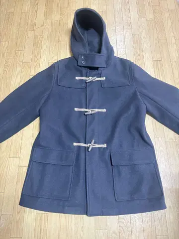 네이비 더플 코트 후드 부착