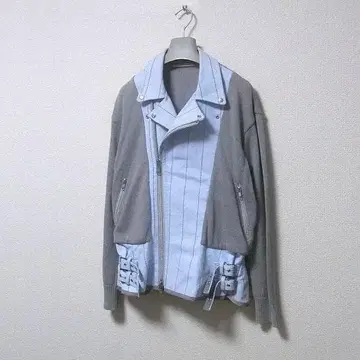 sacai luck 사카이 니트 절개 도킹 라이더 자켓