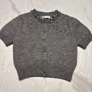 ZARA 비쥬 가디건 그레이 반팔 s 1018