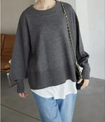 새상품급 슬로브 이에나 워셔블 밀라노 리브 풀오버 그레이