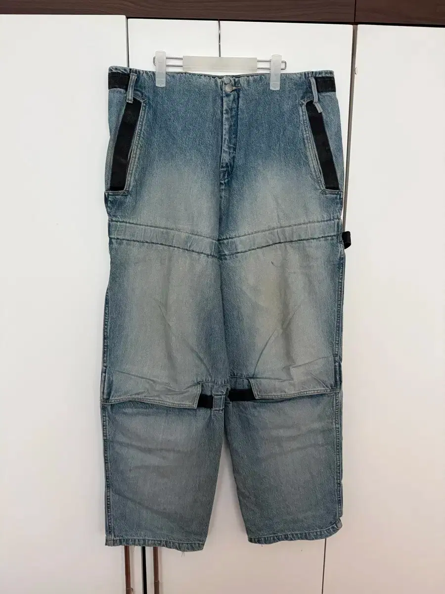 00s Vintage Marithe Francois Girbaud Bondage Denim Pants (38)