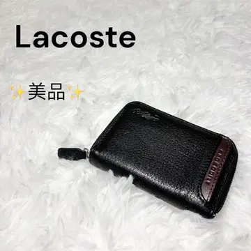 [ 거의 미사용 ] 라코스테 코인 케이스 천연 가죽 블랙