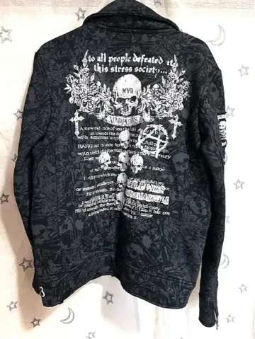 MAD PUNKS 해골 올 패턴 속기모 라이더 자켓