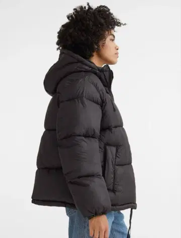 H&M 퍼퍼 자켓 블랙