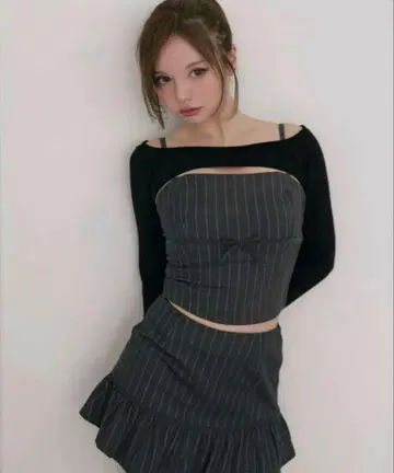 ANDMARY Dany ribbon knit set up gray