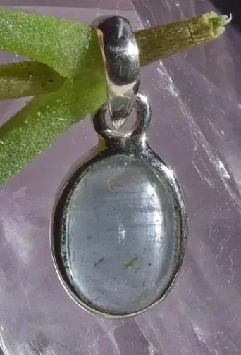 라이트 블루 카이아나이트 오벌 카보숑 실버 펜던트 247