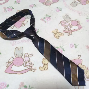 PEANUTS 네이비와 브라운의 스트라이프 넥타이