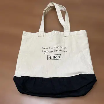 힐튼 토트백 에코백 아이보리 블랙 바이컬러