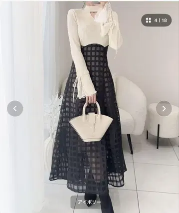 mily bilet 시어 롱 원피스 블랙 베이지