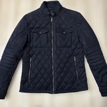 ZARA 남성용 아우터 네이비 퀼팅 자켓 코듀로이 네이비 L