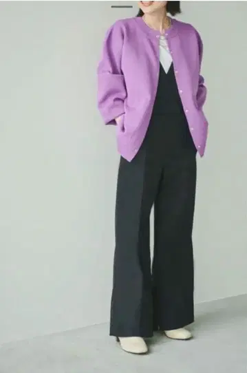 퍼플 버튼 가디건