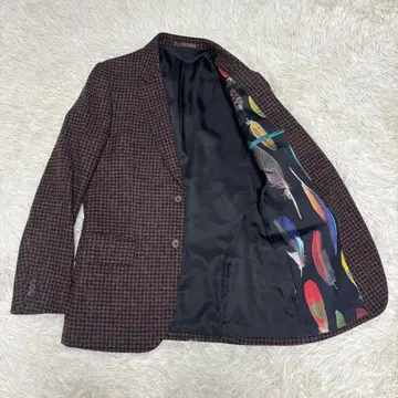 폴스미스 알파카 울 트위드 체크 자켓 안감 깃털