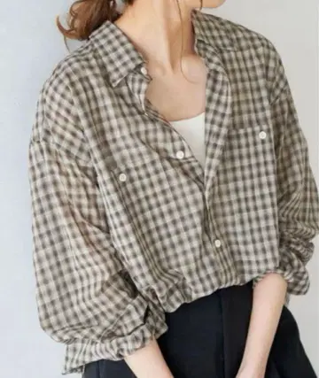 Spick & Span 코튼 보일 체크 셔츠
