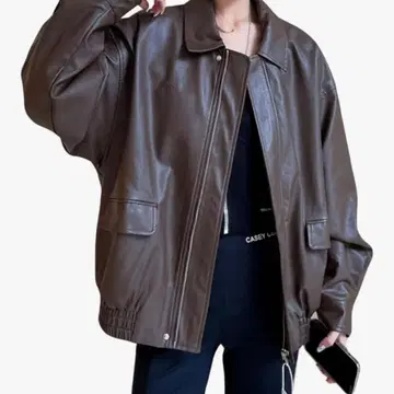 브라운 가죽 오버 사이즈 자켓