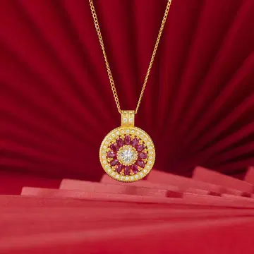 고품질 S925 순은 마감 루비 플라워 디자인 목걸이 만박 모델