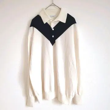 BEAUTY&YOUTH 니트 화이트 폴로니트 얇은 소재 긴팔 레트로