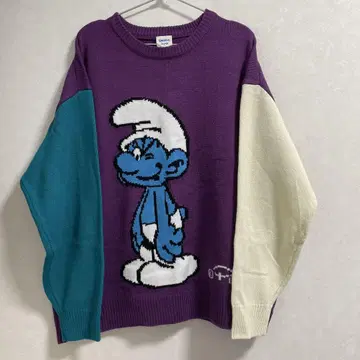 THE SMURFS 스머프 니트 스웨터 오버 사이즈 새상품급