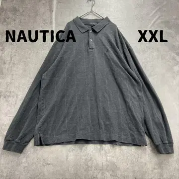 노티카 긴팔 피케 셔츠 차콜 그레이 로고 자수 XXL [6557]