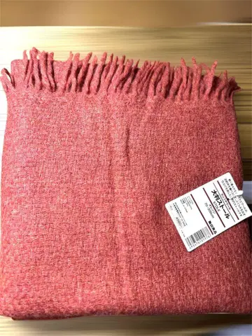 무인양품 대형 스톨 캐시미어 70% 울 30% 오렌지 가격표 포함