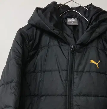 PUMA 후드 부착 블랙 퀼팅 다운 롱
