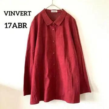 새상품급 방베르 스웨이드 롱 셔츠 빨간색 튜닉 인조 가죽 3L 003