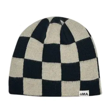 [ oMA ] CHECKERED MOHAIR SKULL CAP
