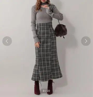 DEICY 라메 트위드 머메이드 스커트 타이트 롱 스커트 0