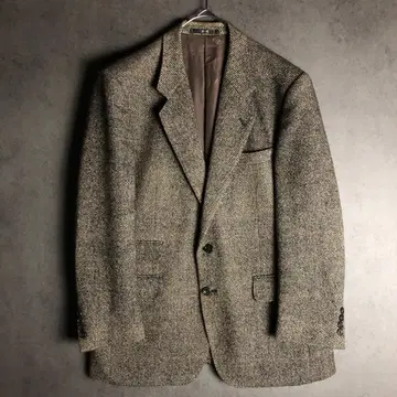 DAKS 고급 울100% 트위드 자켓 안감 올 패턴 로고 L 컨디션 최상