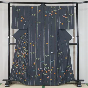 네이비 먹색 시보리 순수 실크 호몬기 화문양 160cm a664