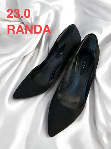 RANDA 블랙 스웨이드풍 스틸레토 펌프스 23cm